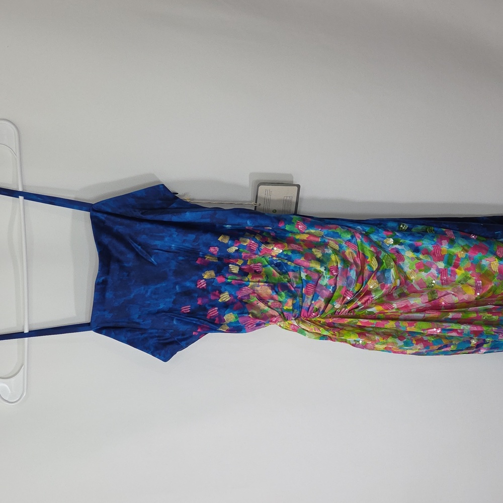 La Fuori Paillet Print Casa Dress In Blooming Sky Size Small NWT - Picture 5 of 14